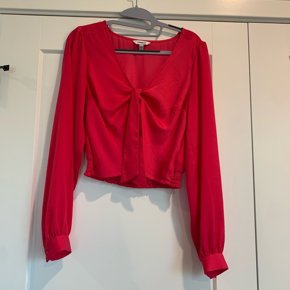 Express Hot Pink Twist Front Crop